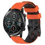 For Honor MagicWatch2 42mm 20mm Football Pattern Two-Color Silicone Watch Band(Orange+Black)