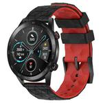 For Honor MagicWatch2 42mm 20mm Football Pattern Two-Color Silicone Watch Band(Black+Red)