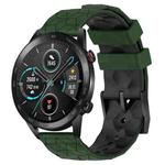 For Honor MagicWatch2 42mm 20mm Football Pattern Two-Color Silicone Watch Band(Armygreen+Black)