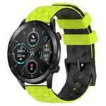 For Honor MagicWatch2 42mm 20mm Football Pattern Two-Color Silicone Watch Band(Lime Green + Black)