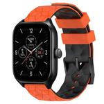 For Amazfit GTS 4 20mm Football Texture Two-Color Silicone Watch Band(Orange+Black)