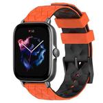 For Amazfit GTS 3 20mm Football Texture Two-Color Silicone Watch Band(Orange+Black)