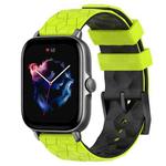 For Amazfit GTS 3 20mm Football Texture Two-Color Silicone Watch Band(Lime Green + Black)