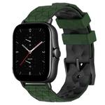For Amazfit GTS 2E 20mm Football Texture Two-Color Silicone Watch Band(Armygreen+Black)