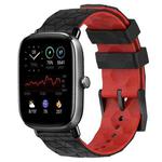 For Amazfit GTS 2 Mini 20mm Football Texture Two-Color Silicone Watch Band(Black+Red)