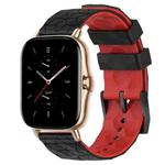 For Amazfit GTS 2 20mm Football Texture Two-Color Silicone Watch Band(Black+Red)
