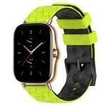 For Amazfit GTS 2 20mm Football Texture Two-Color Silicone Watch Band(Lime Green + Black)