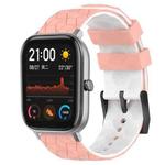 For Amazfit GTS 20mm Football Texture Two-Color Silicone Watch Band(Pink+White)