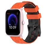 For Amazfit Pop Pro 20mm Football Texture Two-Color Silicone Watch Band(Orange+Black)