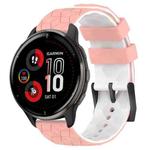 For Garmin Venu 2 Plus 20mm Football Pattern Two-Color Silicone Watch Band(Pink+White)