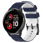 For Garmin Venu 2 Plus 20mm Football Pattern Two-Color Silicone Watch Band(Midnight Blue + White)