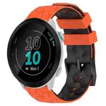 For Garmin Forerunner 55 20mm Football Pattern Two-Color Silicone Watch Band(Orange+Black)