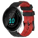 For Garmin Forerunner 55 20mm Football Pattern Two-Color Silicone Watch Band(Black+Red)