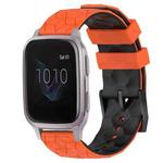 For Garmin Venu SQ 20mm Football Pattern Two-Color Silicone Watch Band(Orange+Black)