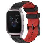 For Garmin Venu SQ 20mm Football Pattern Two-Color Silicone Watch Band(Black+Red)