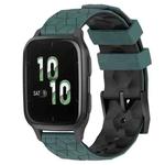 For Garmin Forerunner Sq2 20mm Football Pattern Two-Color Silicone Watch Band(Olive Green + Black)