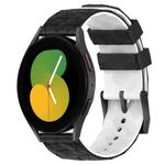 For Samsung Galaxy Watch 5 44mm 20mm Football Pattern Two-Color Silicone Watch Band(Black+White)