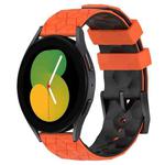 For Samsung Galaxy Watch 5 40mm 20mm Football Pattern Two-Color Silicone Watch Band(Orange+Black)