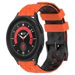 For Samsung Galaxy Watch 5 Pro 45mm 20mm Football Pattern Two-Color Silicone Watch Band(Orange+Black)