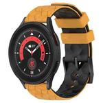 For Samsung Galaxy Watch 5 Pro 45mm 20mm Football Pattern Two-Color Silicone Watch Band(Yellow+Black)