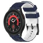 For Samsung Galaxy Watch 5 Pro 45mm 20mm Football Pattern Two-Color Silicone Watch Band(Midnight Blue + White)