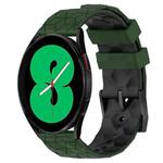 For Samsung Galaxy Watch 4 44mm 20mm Football Pattern Two-Color Silicone Watch Band(Armygreen+Black)