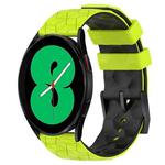 For Samsung Galaxy Watch 4 44mm 20mm Football Pattern Two-Color Silicone Watch Band(Lime Green + Black)