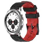 For Samsung  Galaxy Watch 4 Classic 42mm 20mm Football Pattern Two-Color Silicone Watch Band(Black+Red)