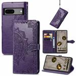 For Google Pixel 7A Mandala Flower Embossed Leather Phone Case(Purple)