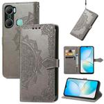 For Infinix Hot 12 Pro Mandala Flower Embossed Leather Phone Case(Gray)