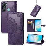 For Infinix Hot 12 Pro Mandala Flower Embossed Leather Phone Case(Purple)