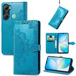 For Infinix Hot 12 Pro Mandala Flower Embossed Leather Phone Case(Blue)