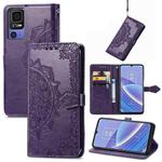 For TCL 40 SE Mandala Flower Embossed Leather Phone Case(Purple)