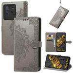 For vivo iQOO Neo 6 Mandala Flower Embossed Leather Phone Case(Gray)
