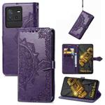 For vivo iQOO Neo 6 Mandala Flower Embossed Leather Phone Case(Purple)