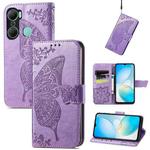 For Infinix Hot 12 Pro Butterfly Love Flower Embossed Leather Phone Case(Lavender)
