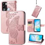 For Infinix Hot 12i Butterfly Love Flower Embossed Leather Phone Case(Rose Gold)