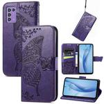 For ZTE Libero 5G III Butterfly Love Flower Embossed Leather Phone Case(Purple)