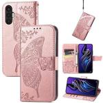 For Tecno Pova 3 Butterfly Love Flower Embossed Leather Phone Case(Rose Gold)