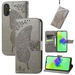 For Tecno Spark 9 Pro Butterfly Love Flower Embossed Leather Phone Case(Gray)