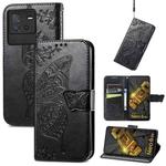 For vivo iQOO Neo 6 Butterfly Love Flower Embossed Leather Phone Case(Black)