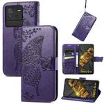 For ZTE Blade V40s Butterfly Love Flower Embossed Leather Phone Case(Purple)