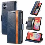 For Samsung Galaxy A04e CaseNeo Splicing Dual Magnetic Buckle Leather Phone Case(Blue)