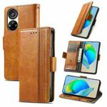 For ZTE Blade V40s CaseNeo Splicing Dual Magnetic Buckle Leather Phone Case(Khaki)