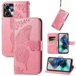 For Motorola Moto G23 Butterfly Love Flower Embossed Flip Leather Phone Case(Pink)