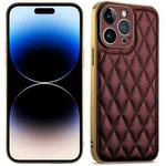 For iPhone 14 Pro Suteni Electroplated Rhombus Grid Leather Soft TPU Phone Case(Purple)