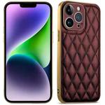 For iPhone 14 Plus Suteni Electroplated Rhombus Grid Leather Soft TPU Phone Case(Purple)