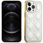 For iPhone 12 Pro Suteni Electroplated Rattan Grid Leather Soft TPU Phone Case(White)