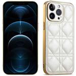 For iPhone 12 Pro Max Suteni Electroplated Rattan Grid Leather Soft TPU Phone Case(White)