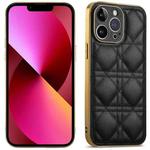 For iPhone 13 Suteni Electroplated Rattan Grid Leather Soft TPU Phone Case(Black)